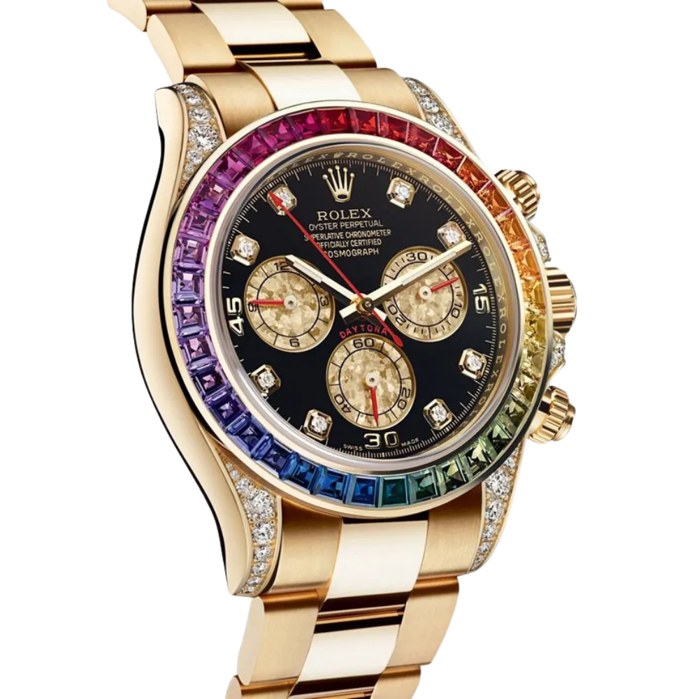 Rolex Daytona 116598RBOW 'Rainbow' Yellow Gold Black Dial Sapphire Bezel - Image 2