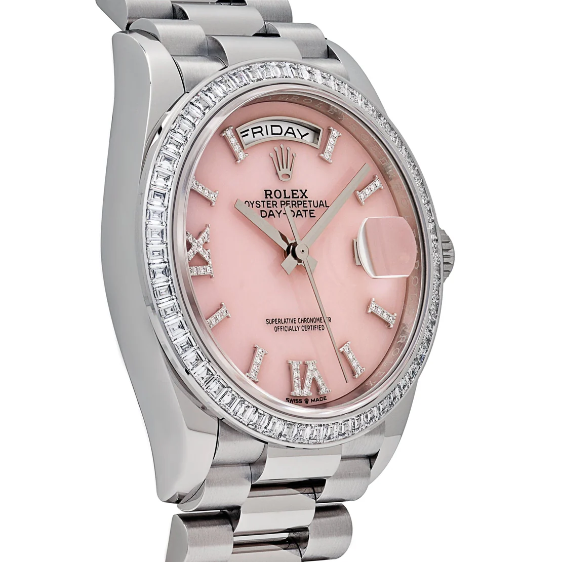 Rolex Day-Date 36 128396TBR Platinum Pink Opal Diamond Dial and Bezel - Image 5